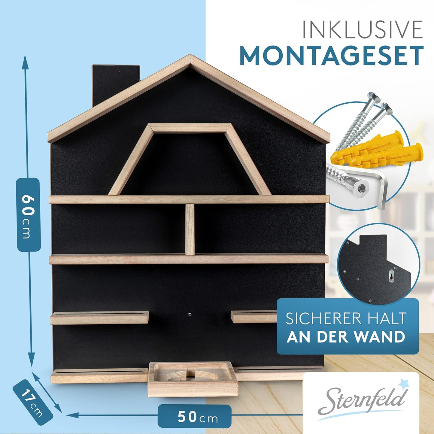 Magnetisches Tonie Regal für Toniebox & Figuren, Grau Platz für 52 Tonies