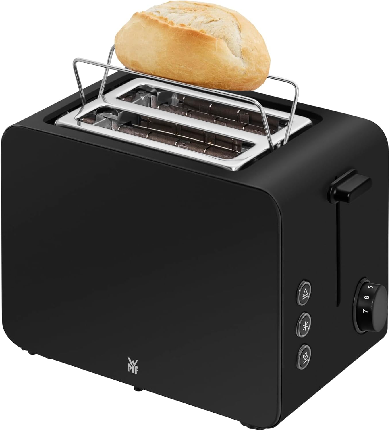 Doppelschlitztoaster Stelio mit Brötchenaufsatz und Bagel-Funktion, Schwarz