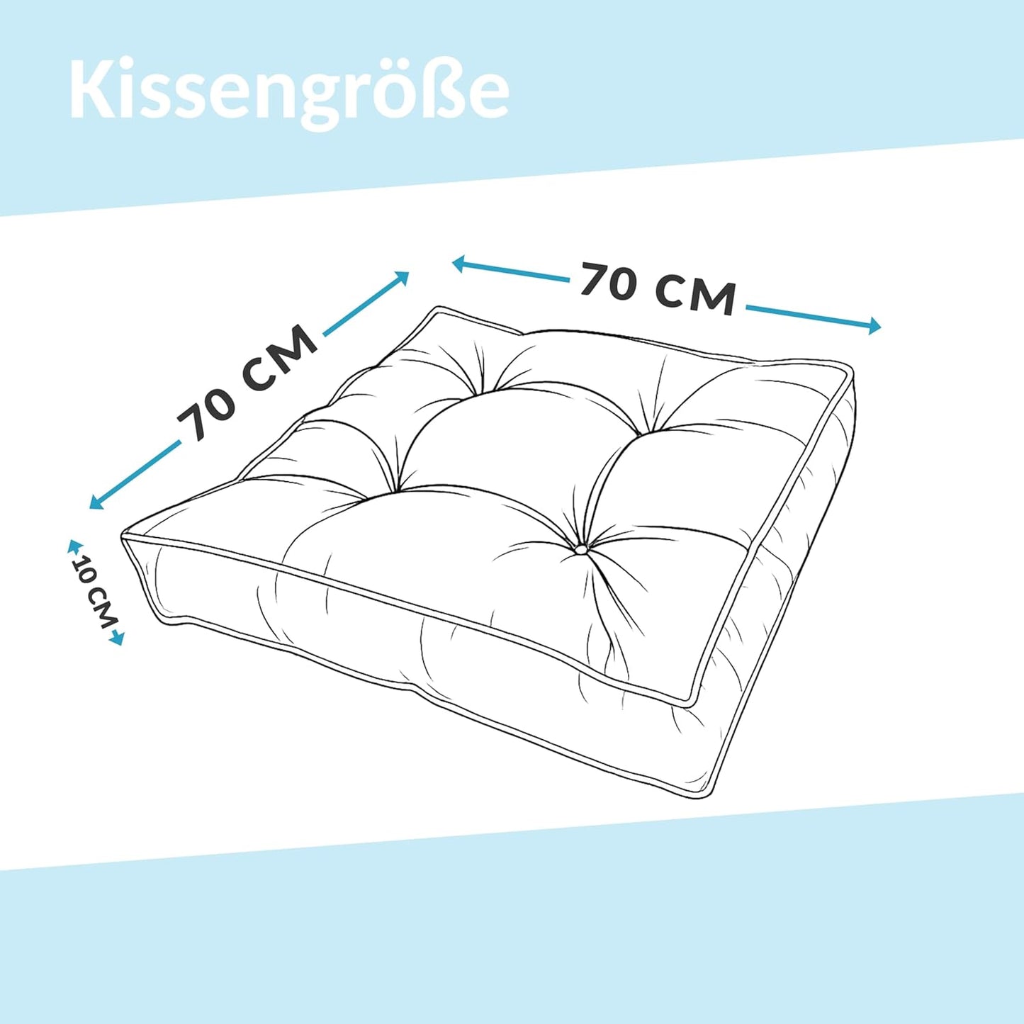 Lounge-Sitzkissen, 70x70x10 cm, Blau Cord Sitzkissen 70x70
