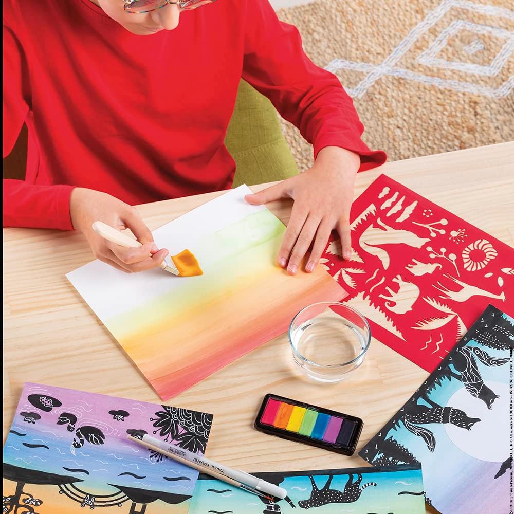 Sunset Lover Aquarell- und Schablonenmalset für Kinder, Sunset Lover