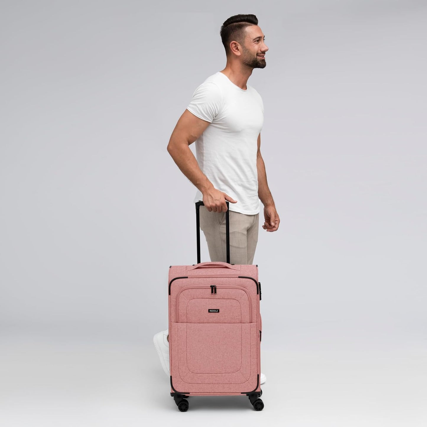 Essentials 12 THREE SET 4-Rollen Kofferset 3-tlg. mit Dehnfalte, Kofferset (3-teilig) 4-Rad erweiterbar Rose