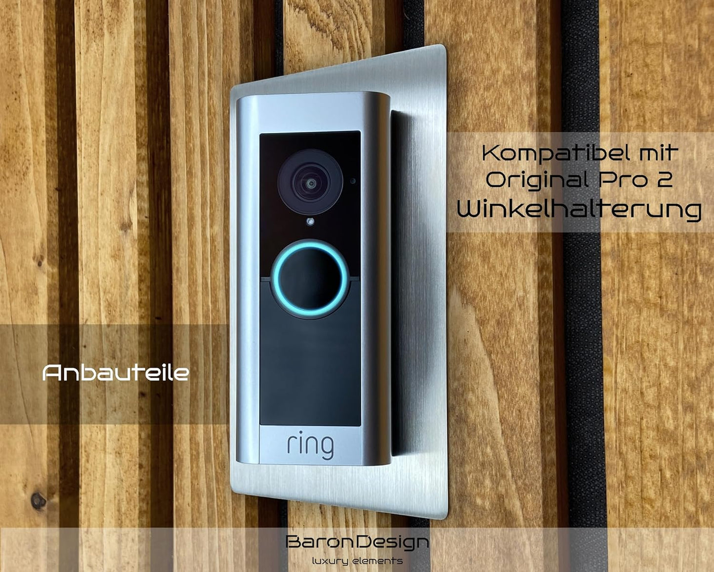 Edelstahl Blende für Ring Video Doorbell Pro, Gebürstet