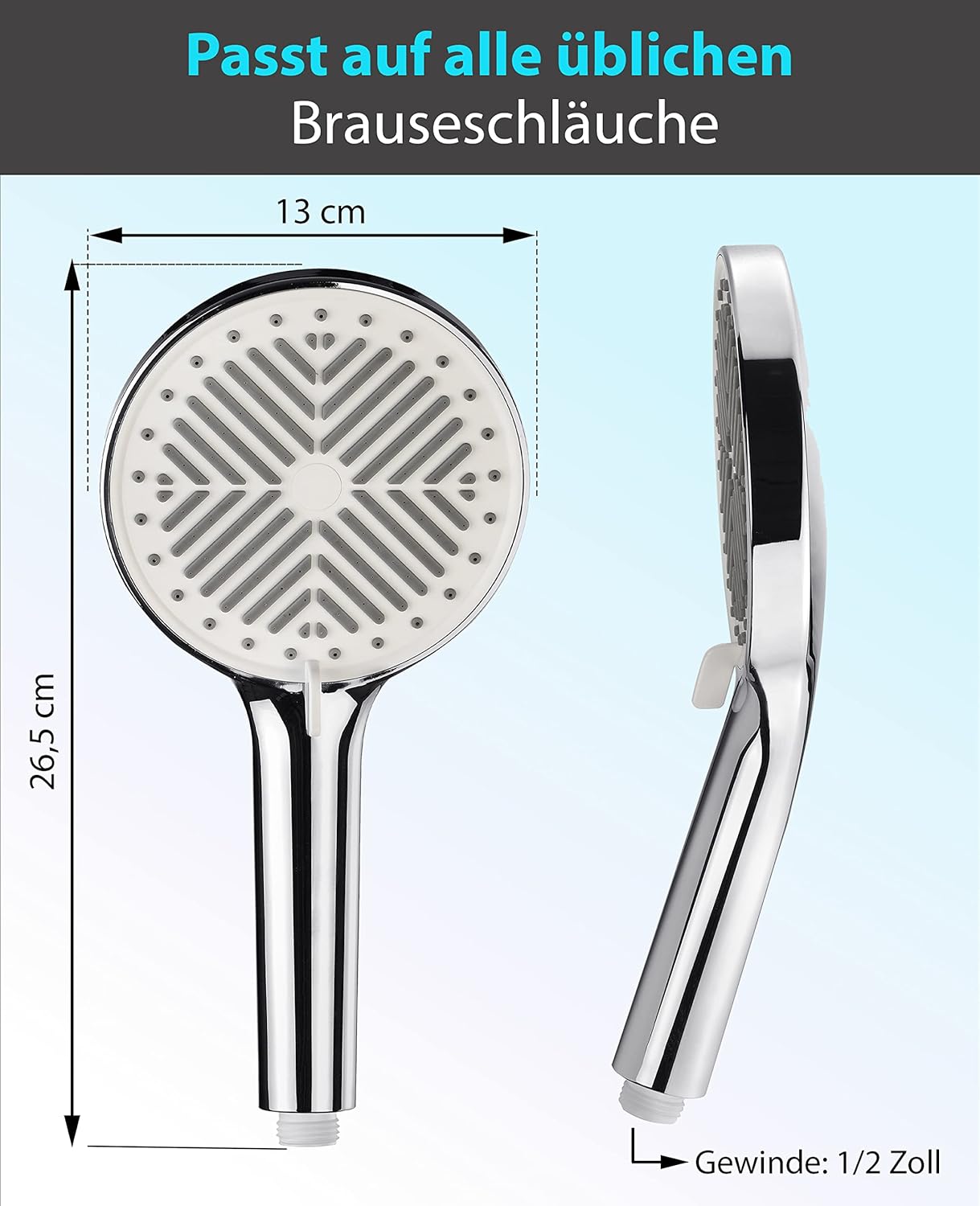 Wassersparender Duschkopf, 6L/Min. 3 Strahlarten / Sparduschkopf