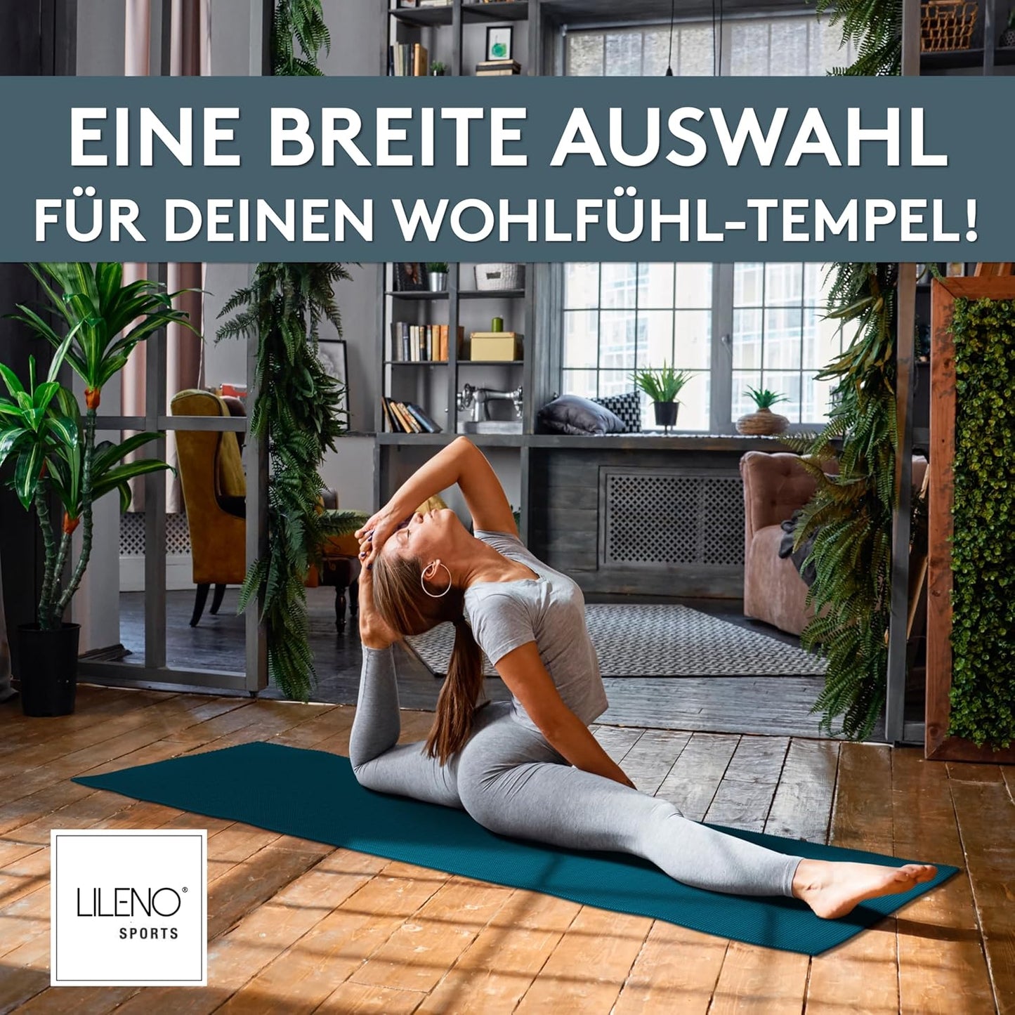Yoga- und Fitnessmatte mit Tragegurt, 60 x 180 cm Caribbean Sea