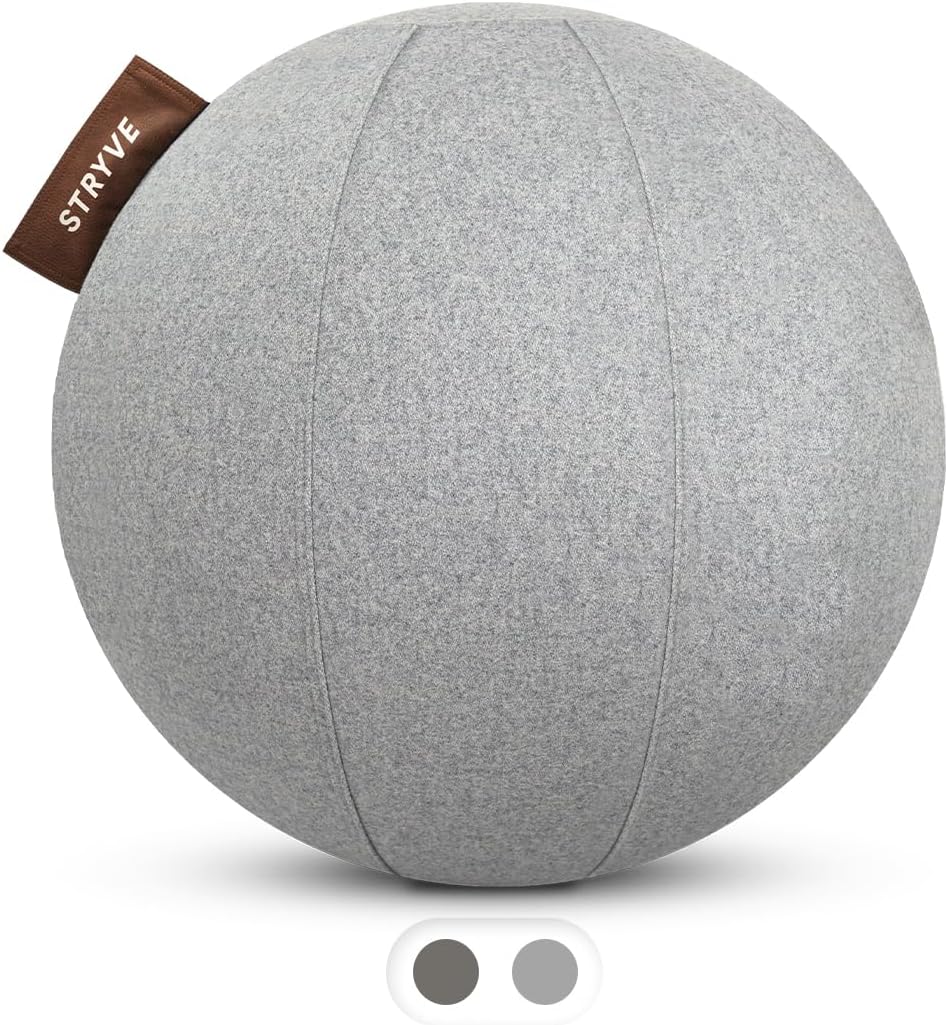 Active Sitzball mit Wollfilzbezug inkl. Luftpumpe, 70 cm Light Grey