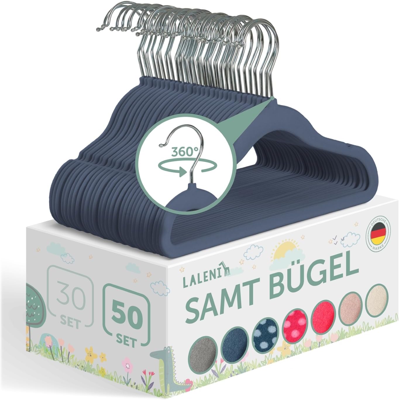 Kinderkleiderbügel Set, 50 Stück Dunkelblau