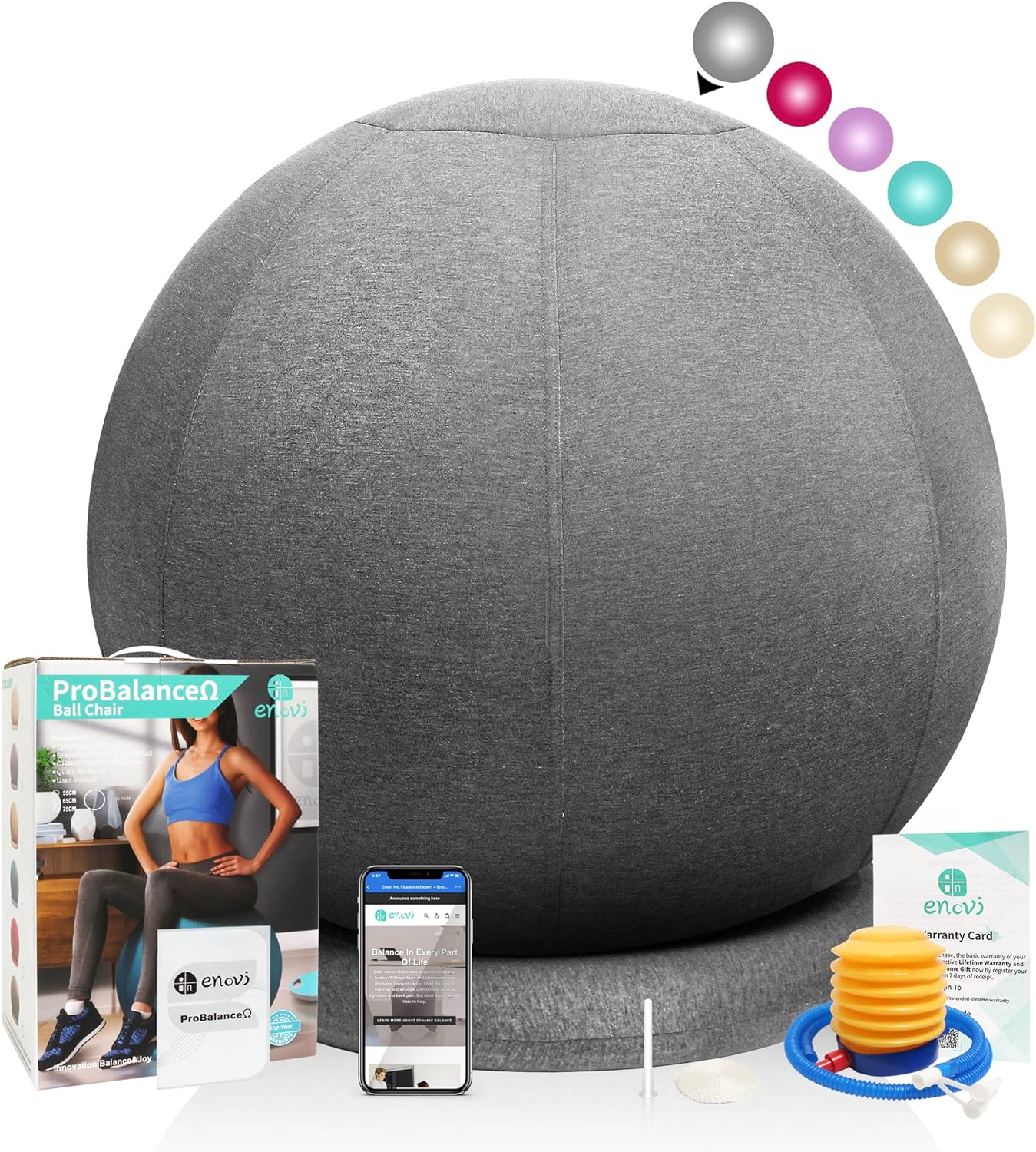ProfiBalance Pezziball, Deepspace Grau 60-65cm Sitzhöhe