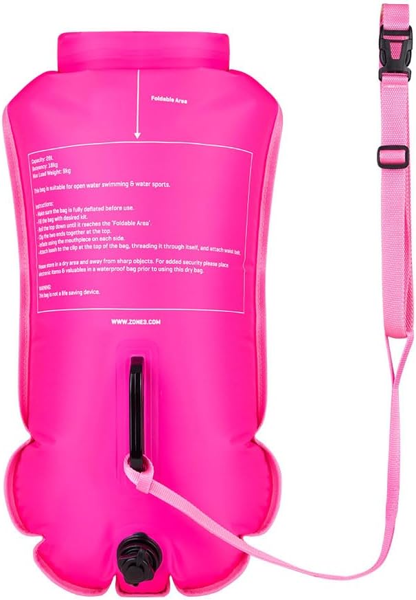 Schwimmboje mit wasserdichter Tasche, Regulär Pink