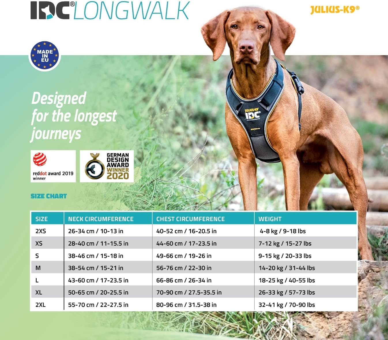 Longwalk Geschirr für Hunde, Neon-Grau XL
