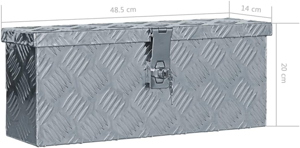 Aluminiumkiste (48.5 x 14 x 20 cm), 48.5 x 14 x 20 cm Silber