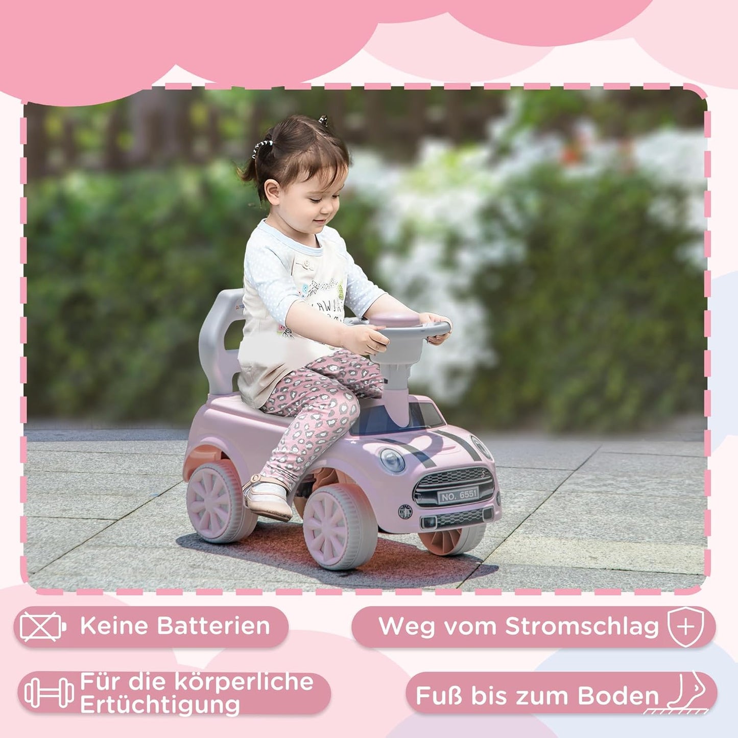 Rutschauto Kunststoff Rosa, Rosa