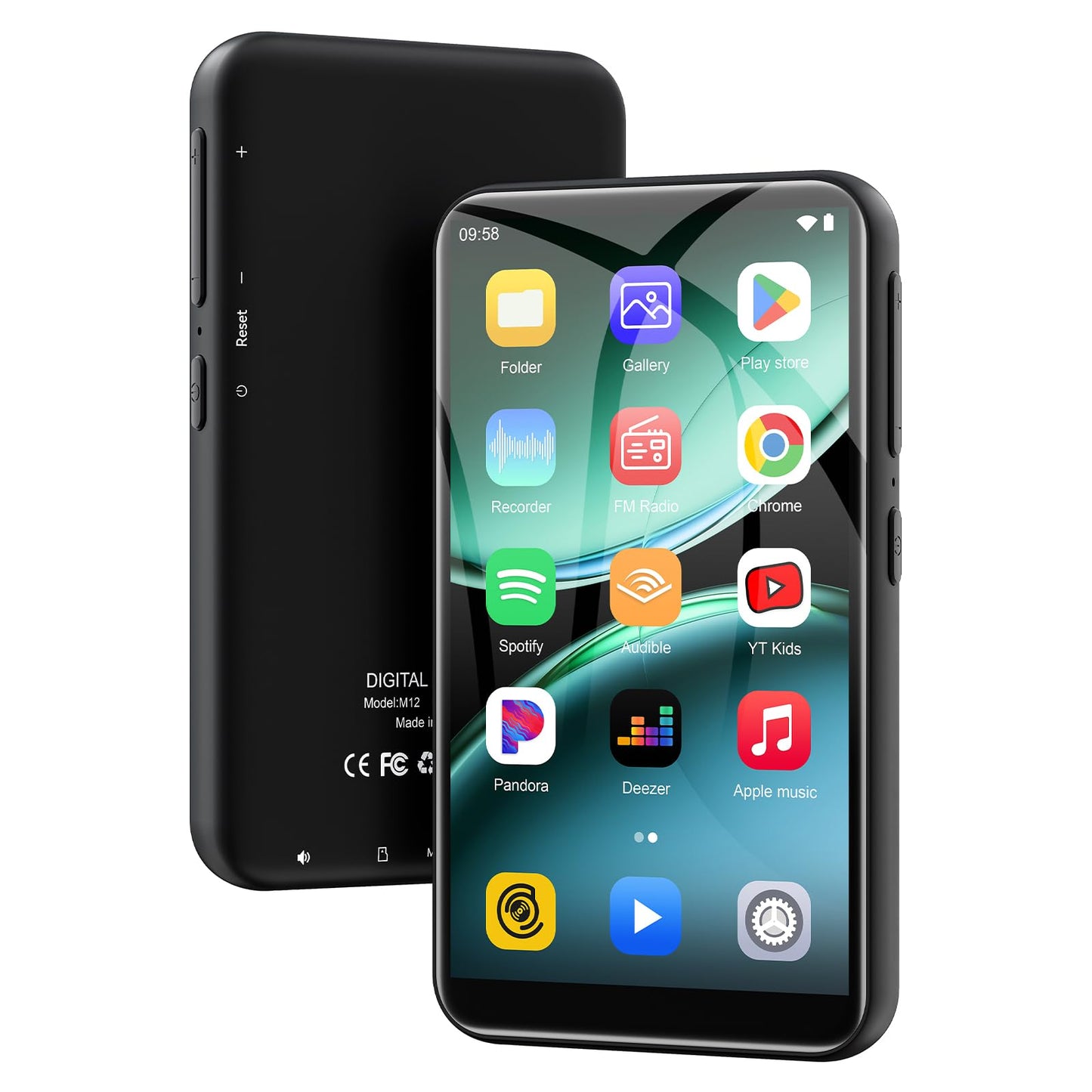 M12 MP3 Player mit Bluetooth und WiFi, Schwarz