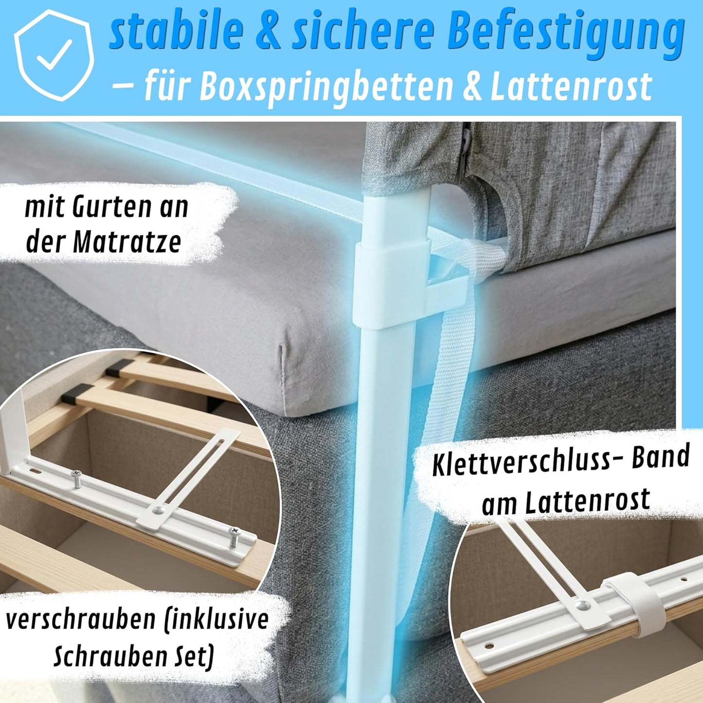 Rausfallschutz für Boxspringbetten, Einzelseite 180cm