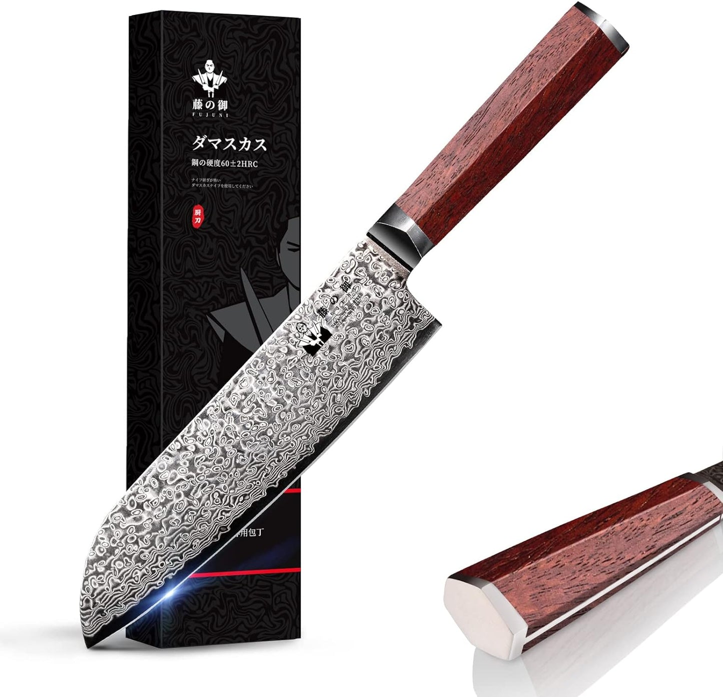 Damastmesser, 18cm Santoku Messer