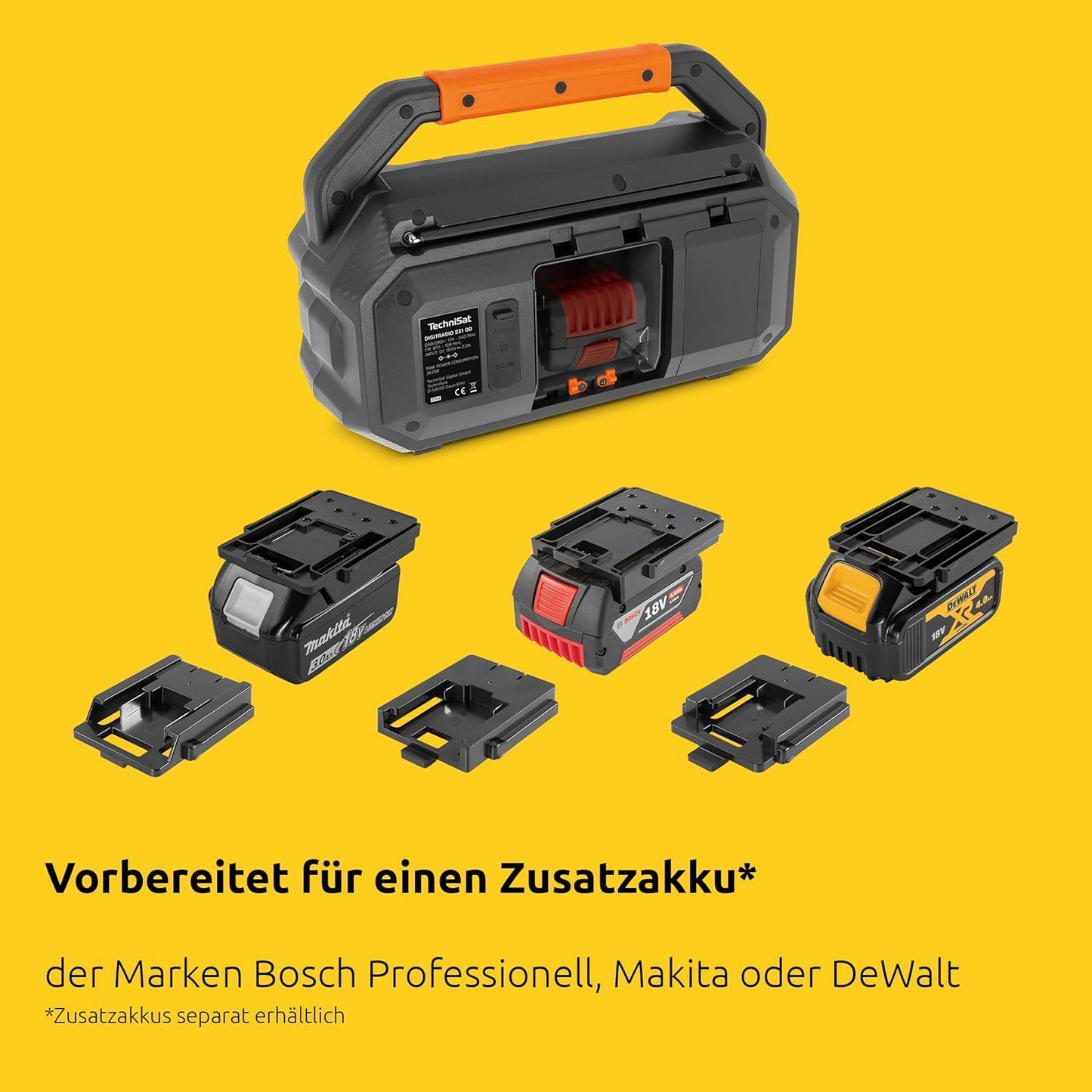 231 OD Baustellenradio mit Bluetooth, Integrierter Akku