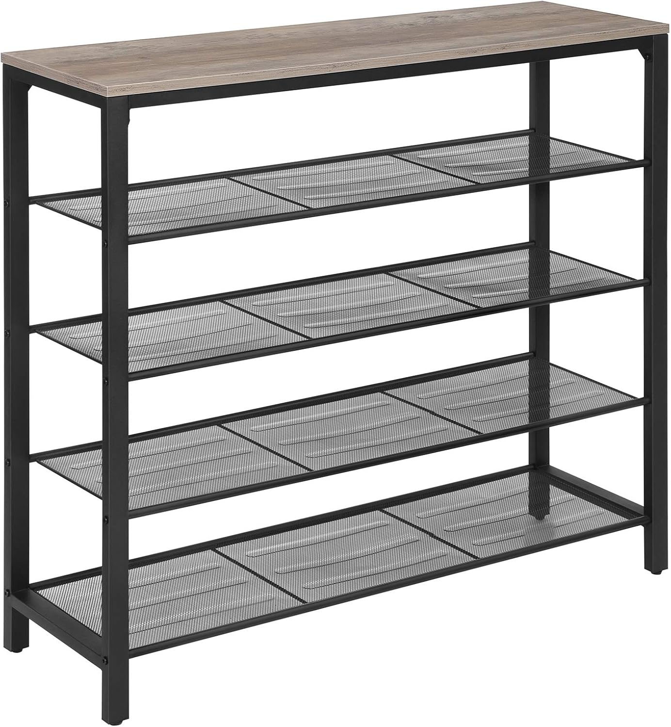 Schuhregal mit 5 Ebenen, 5 Ebenen (100B cm) Greige + Schwarz