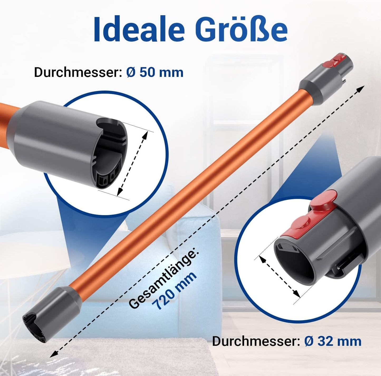 Staubsauger Teleskoprohr für Dyson Modelle, Orange