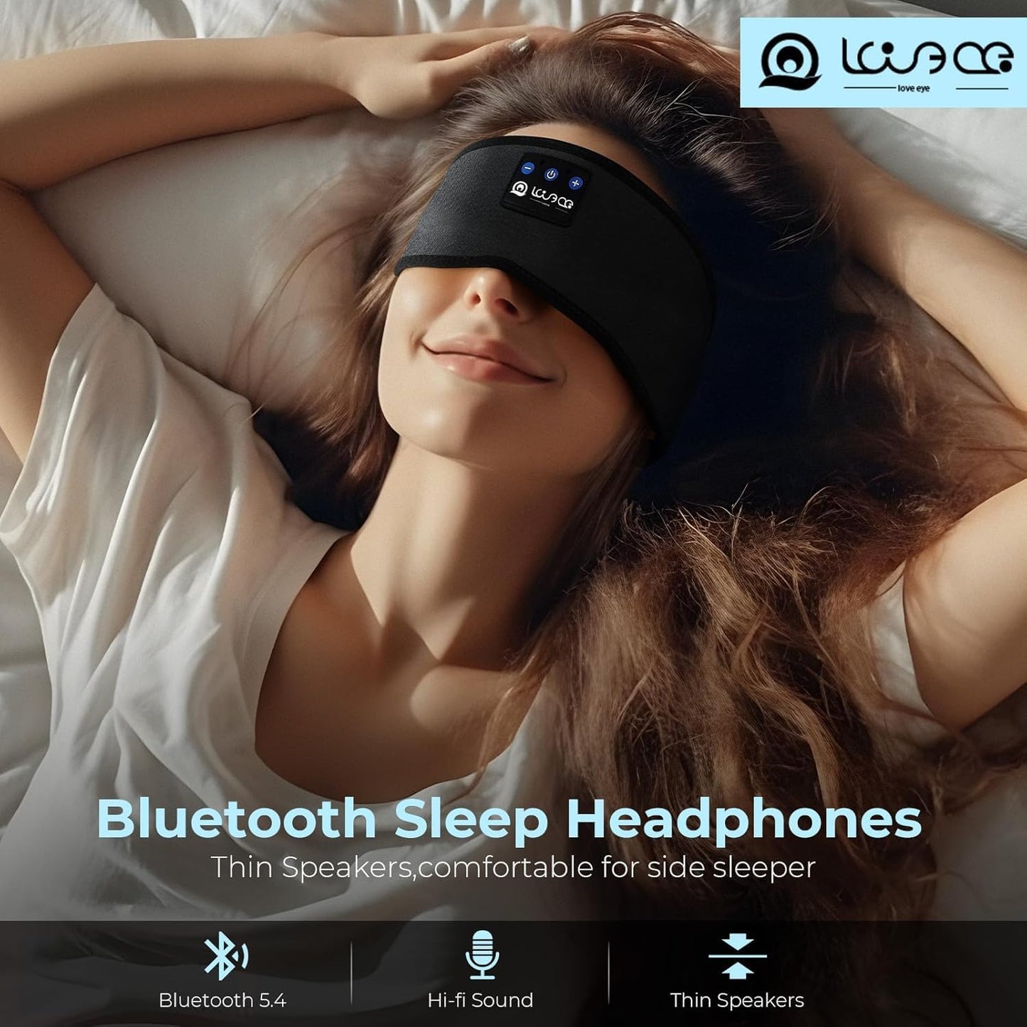 Bluetooth Schlafkopfhörer Stirnband, 1 stück (1er Pack) Sport Schwarz
