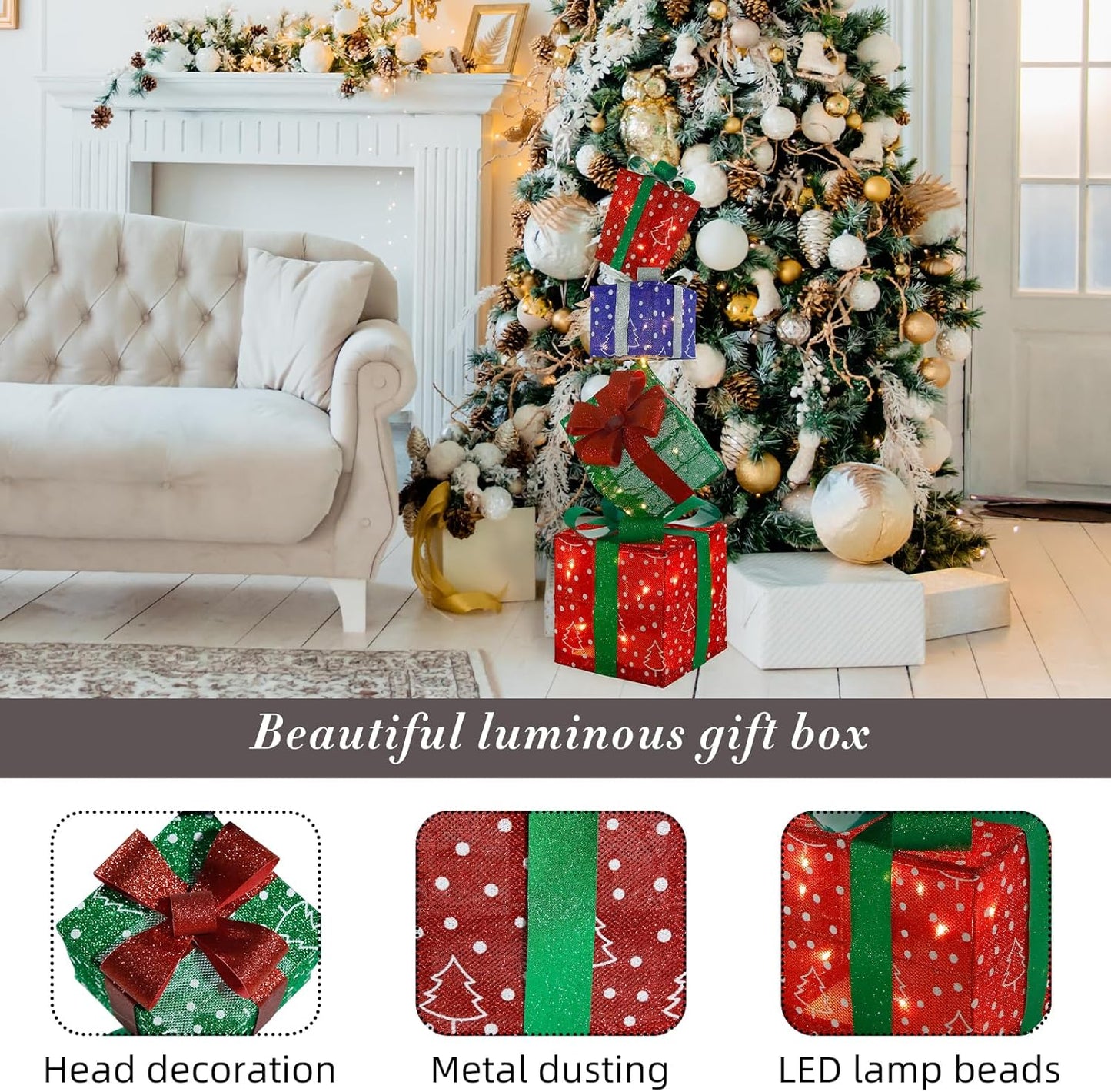 Weihnachtslichterdeko, 006 Farbig, Quadratisch