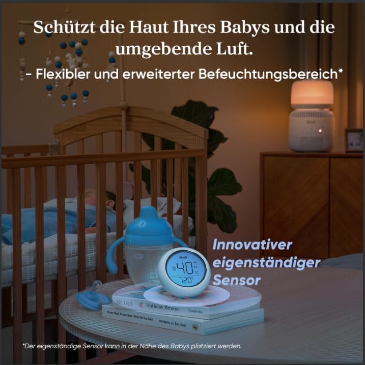 Sprout Verdunstungsluftbefeuchter 3,8L, leise, Smart Funktionen, 3,8L Verdunstungsluftbefeuchter