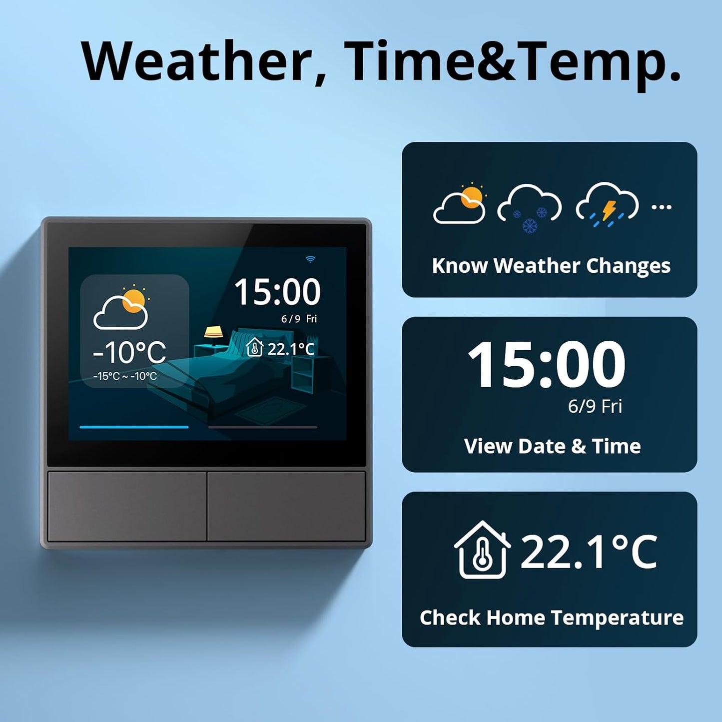 NSPanel Smart WiFi Wandschalter mit LED-Bedienfeld, Thermostat und Schalterfunktionen