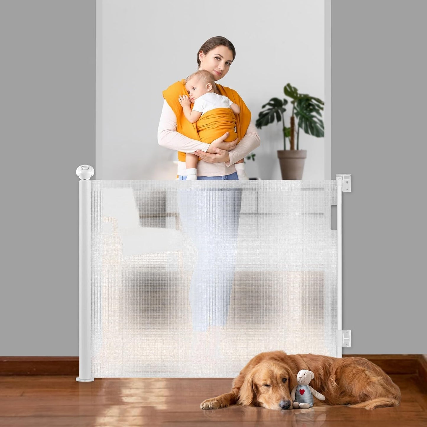 Ausziehbares Treppenschutzgitter für Kinder & Haustiere, Weiss, 300cm