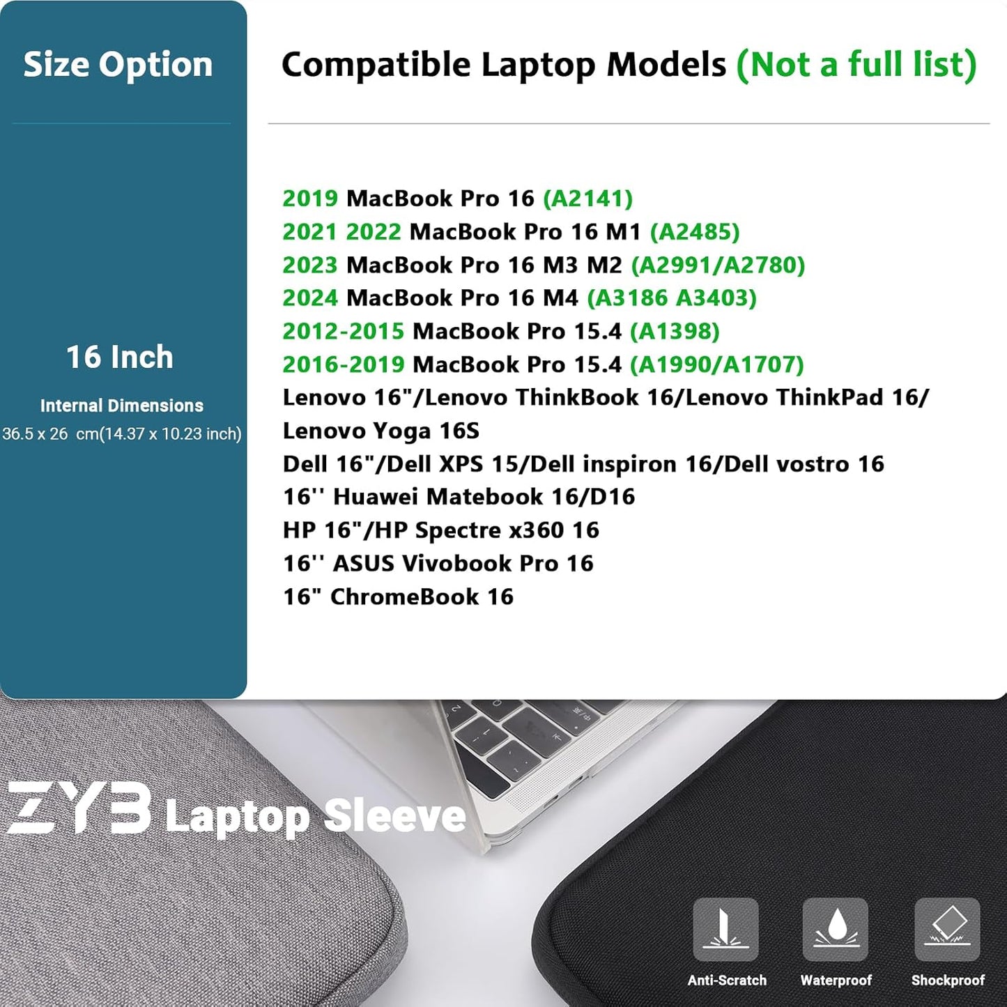 Laptoptasche mit Zubehör Tasche, 16 Zoll für MacBook Pro 16/16" Laptop Blau