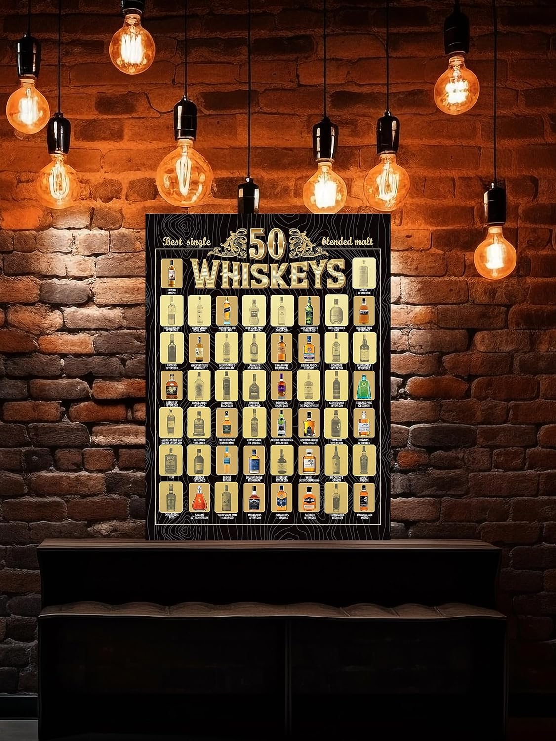 Whiskeys Rubbelposter mit 50 Top-Sorten