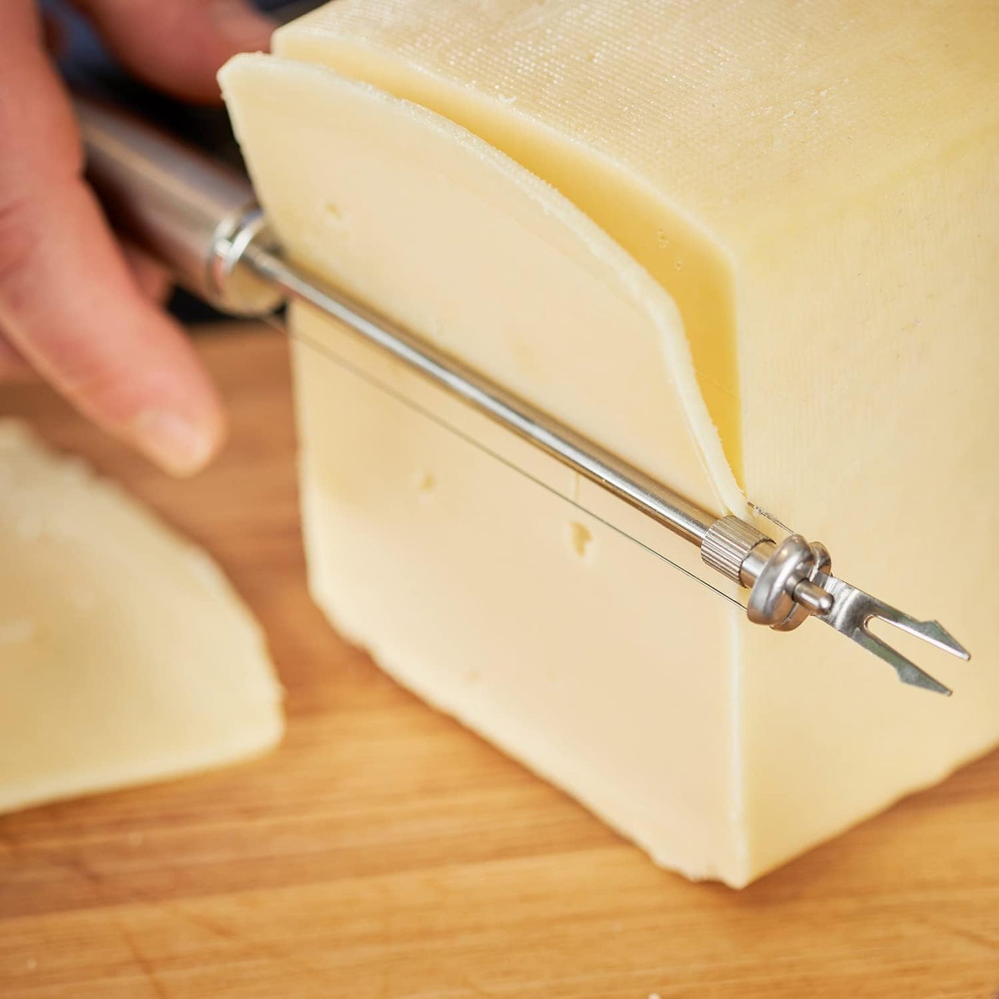 Käseschneider mit Gabel für Schnittkäse, Drahtkäseschneider Single