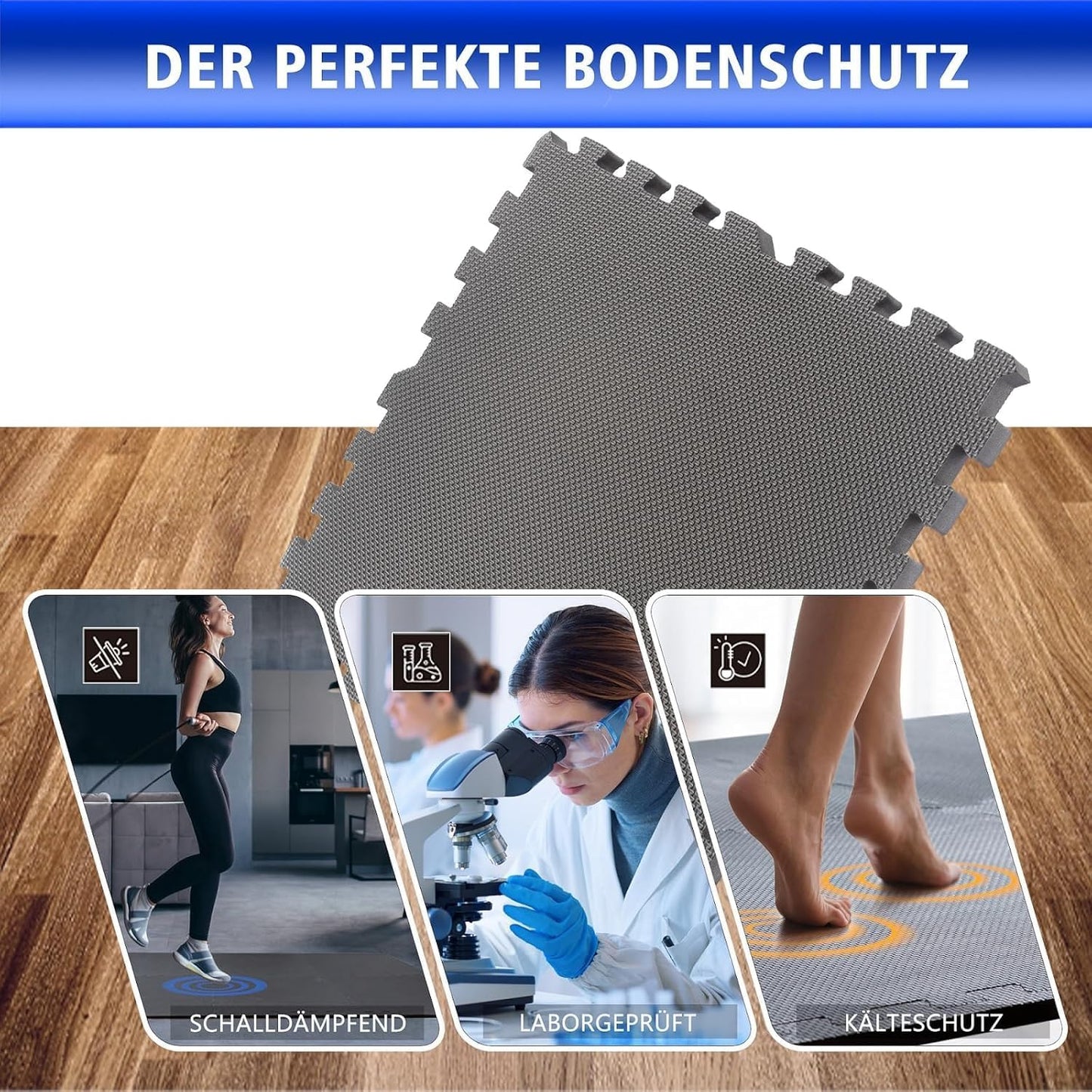 48-teiliges Bodenschutz-Puzzlematte Set, 48 Stück = 17.28 M² - Grau