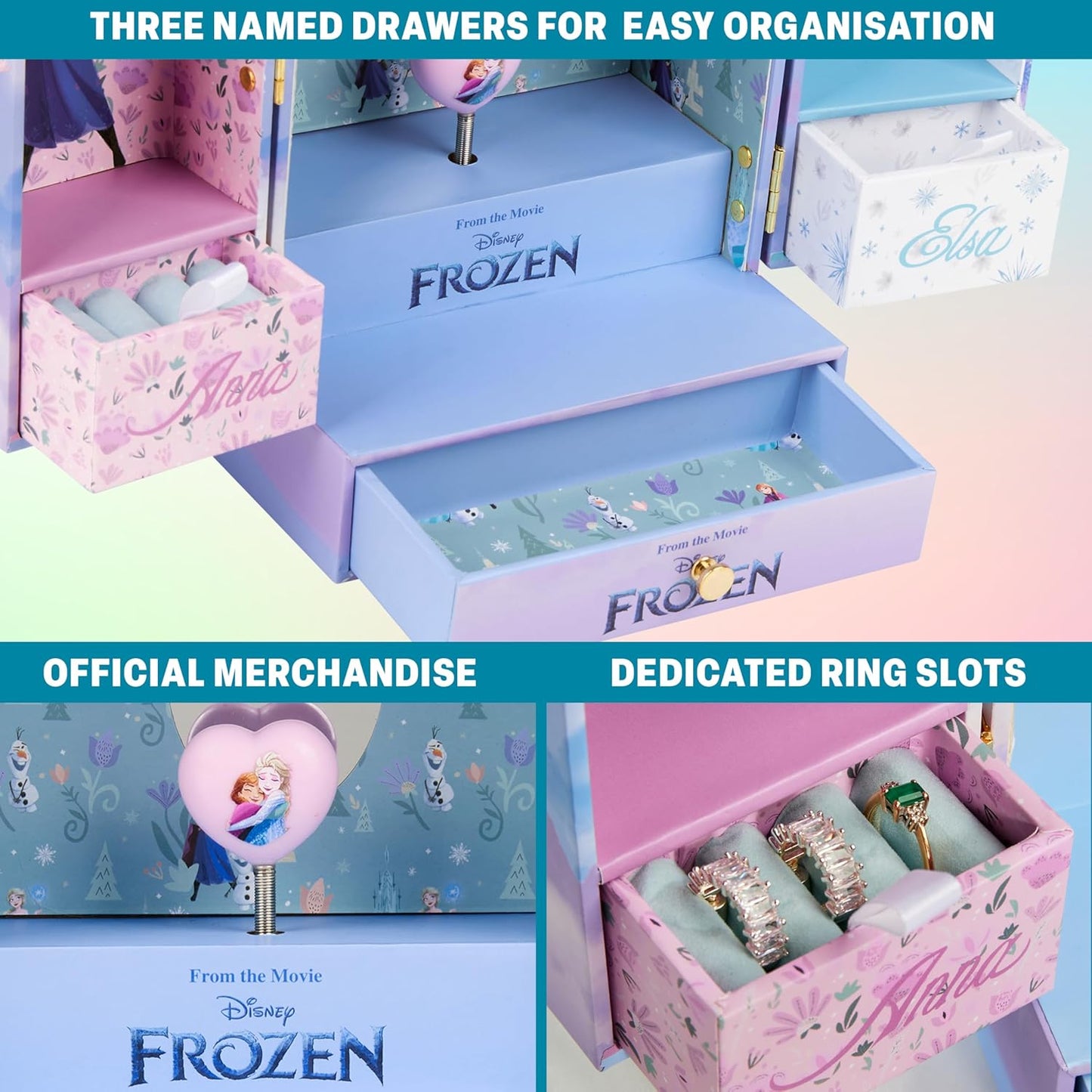 Schmuckkästchen mit Anna & Elsa-Motiv, Flieder Frozen 18.5x15x11cm