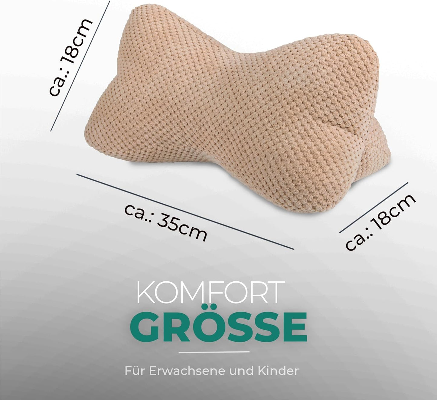 Ergonomisches Lesekissen für Nacken- und Lendenstütze, Hellbraun