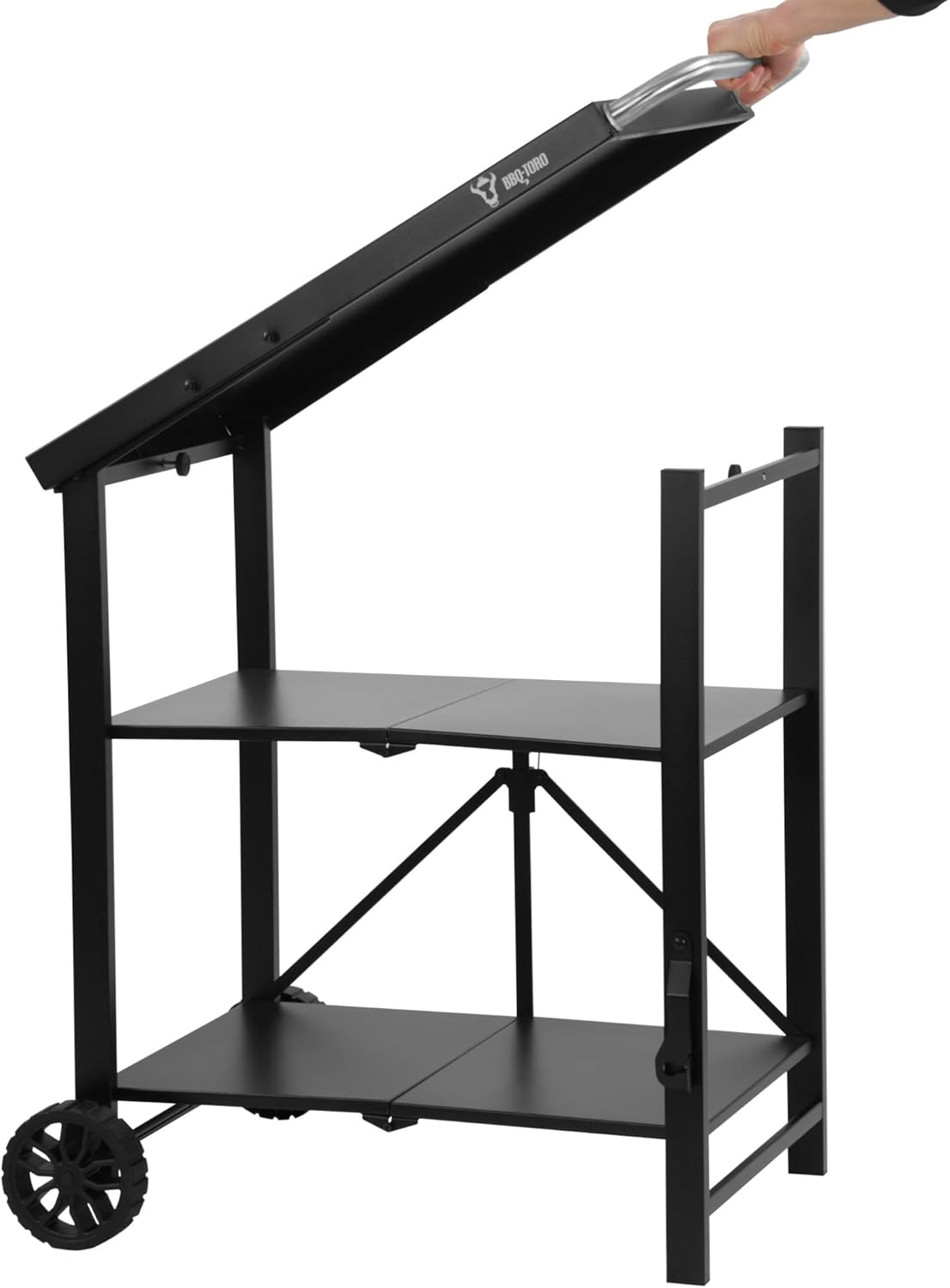 Klappbarer Grillwagen, 60 x 80 x 82 cm, Schwarz