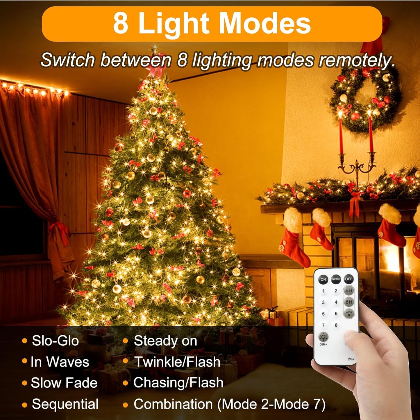 800er LED Lichterkette mit Fernbedienung und Timer, Warmweiss, 800 LEDs