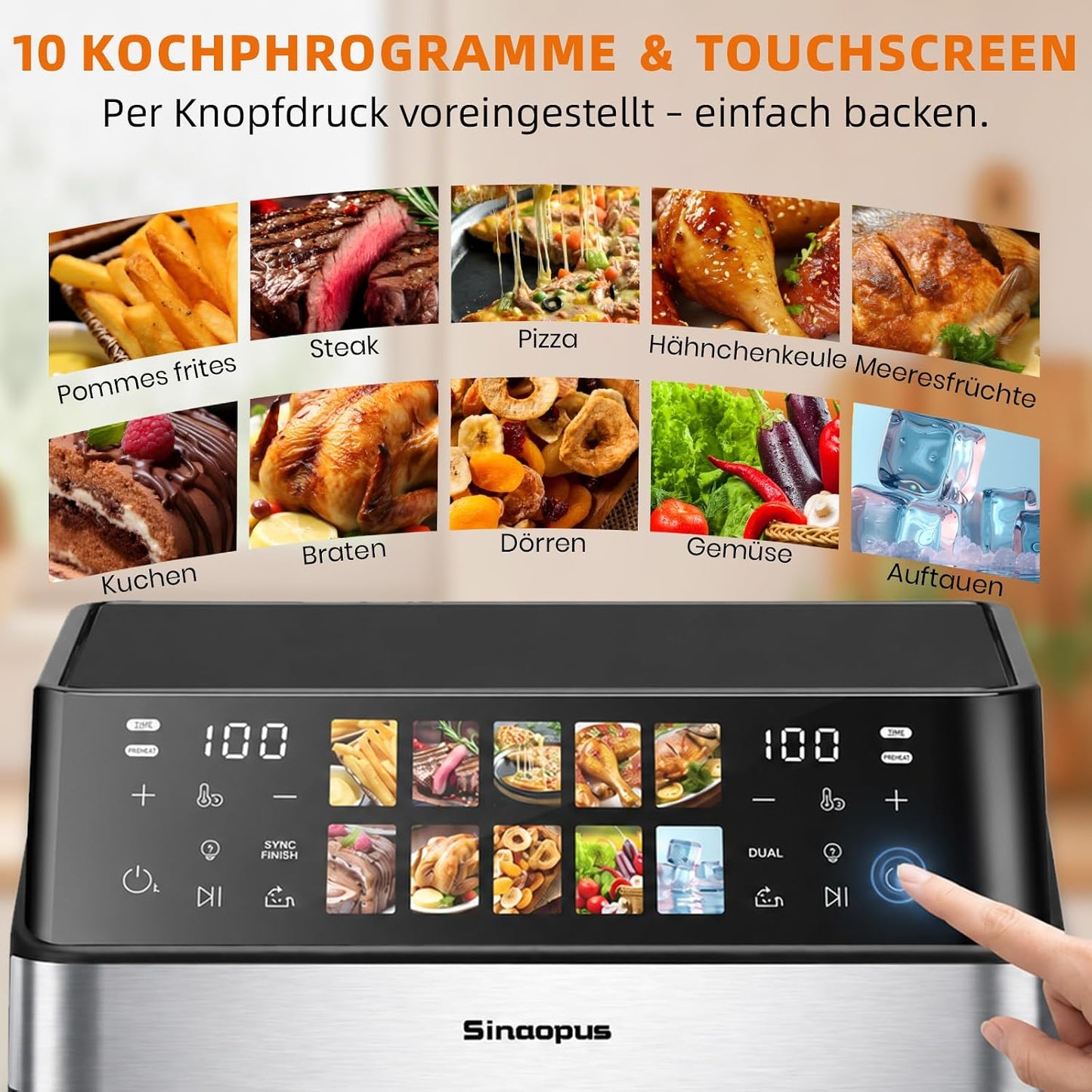 903A Heissluftfritteuse mit Dual Cook und Touchscreen, 903a-schwarz