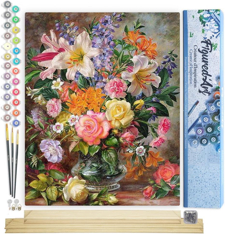 Malen nach Zahlen Set - Explodierende Blumen, Explodierende Blumen 40x50cm Mit Keilrahmen (nicht gespannt)