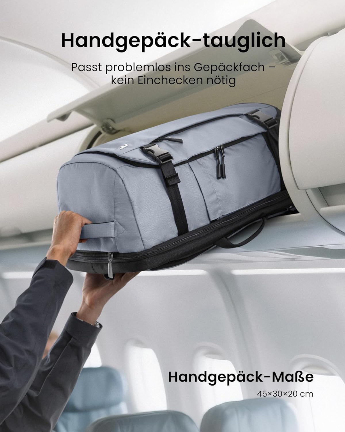 TSA-freundlicher Reiserucksack, 28 Liter Grau-ripstop