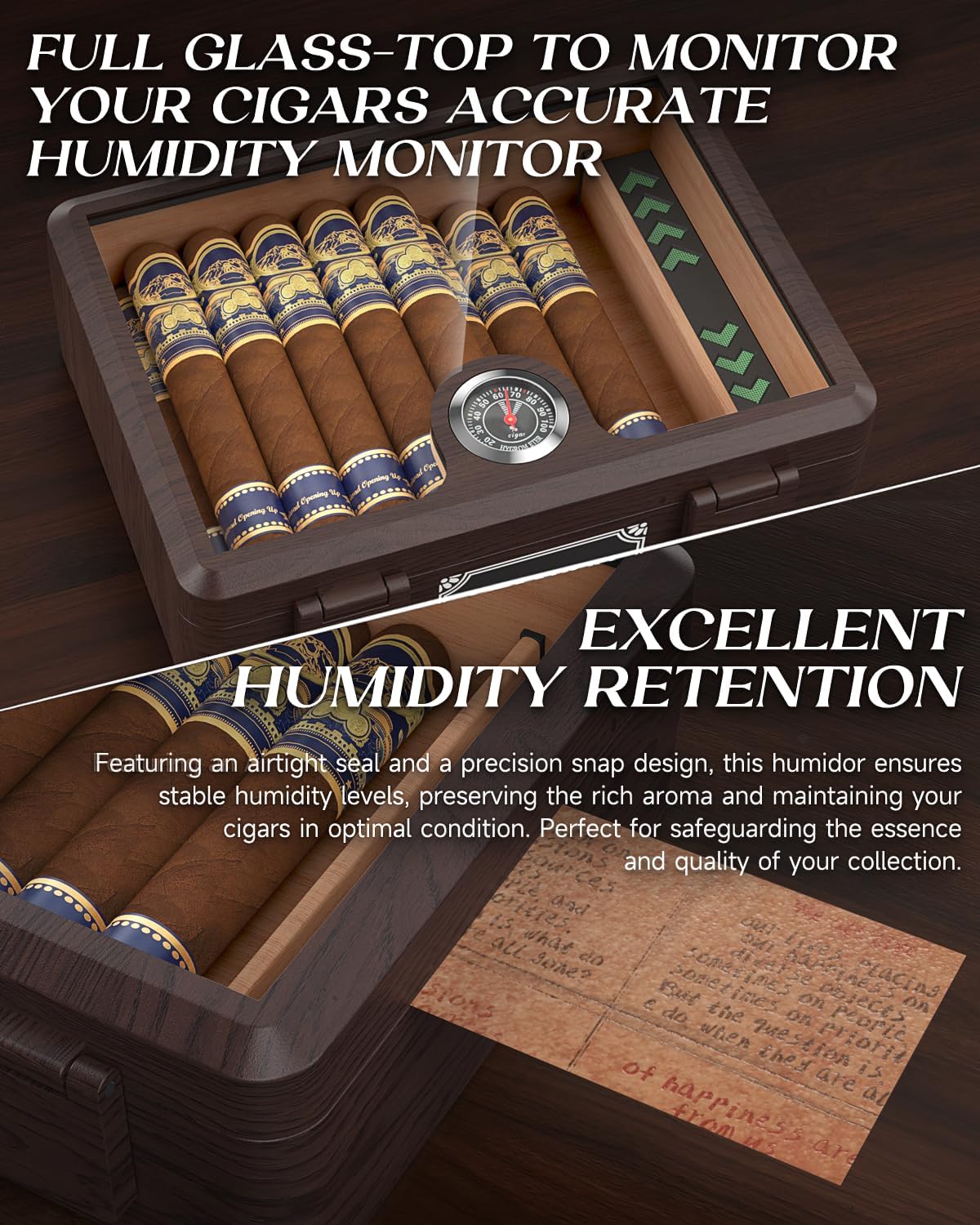 Zigarren-Humidor mit Zubehör-Set, Braun