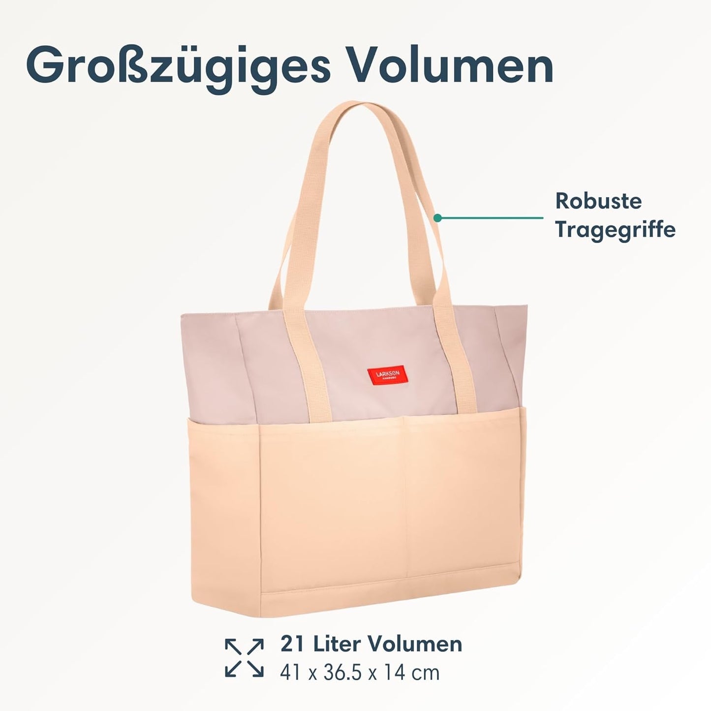 Strandtasche mit Reissverschluss für Damen & Herren, Peach - Rose