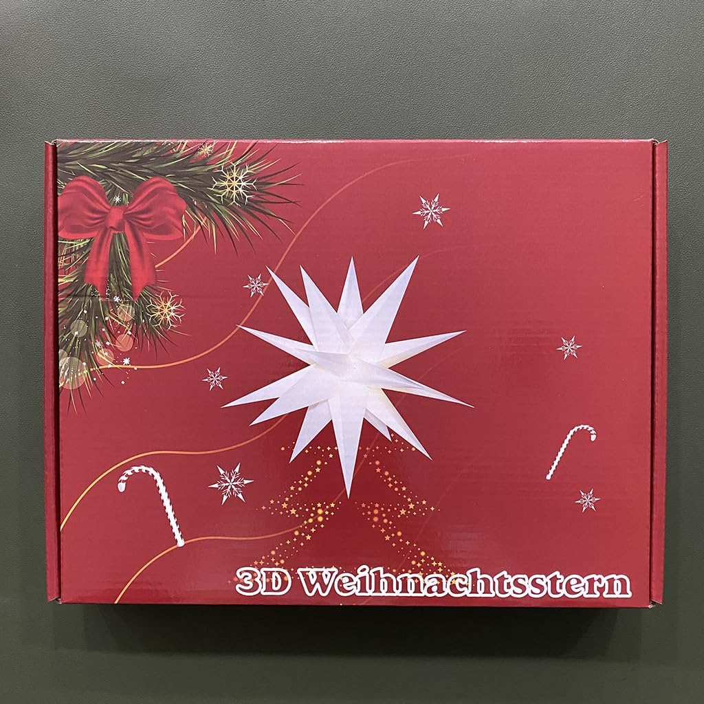 3D Weihnachtsstern, Rot, 58 cm