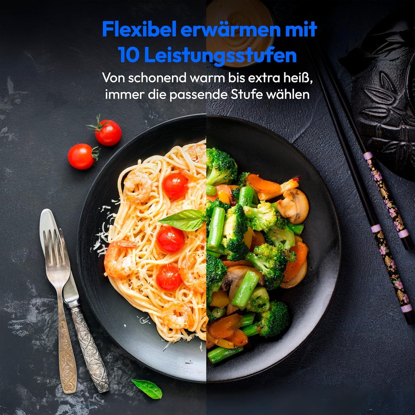 Mikrowelle mit Grill & Heissluft (Modell MD12041), 25 Liter Ober-Unter Grill + Heissluft