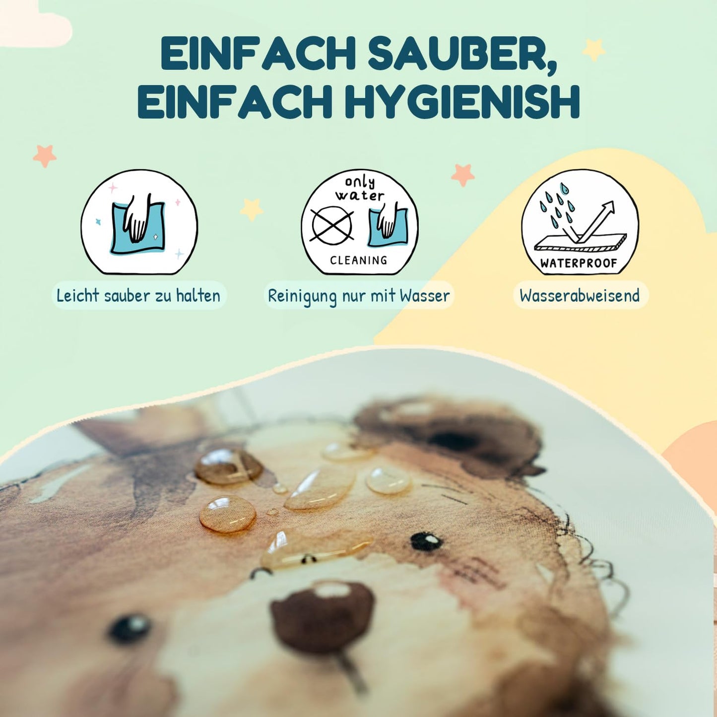 Weiche Wickelauflage 75x72 cm, wasserdicht, 72x75 cm (1er Pack) Schläfriger Bär