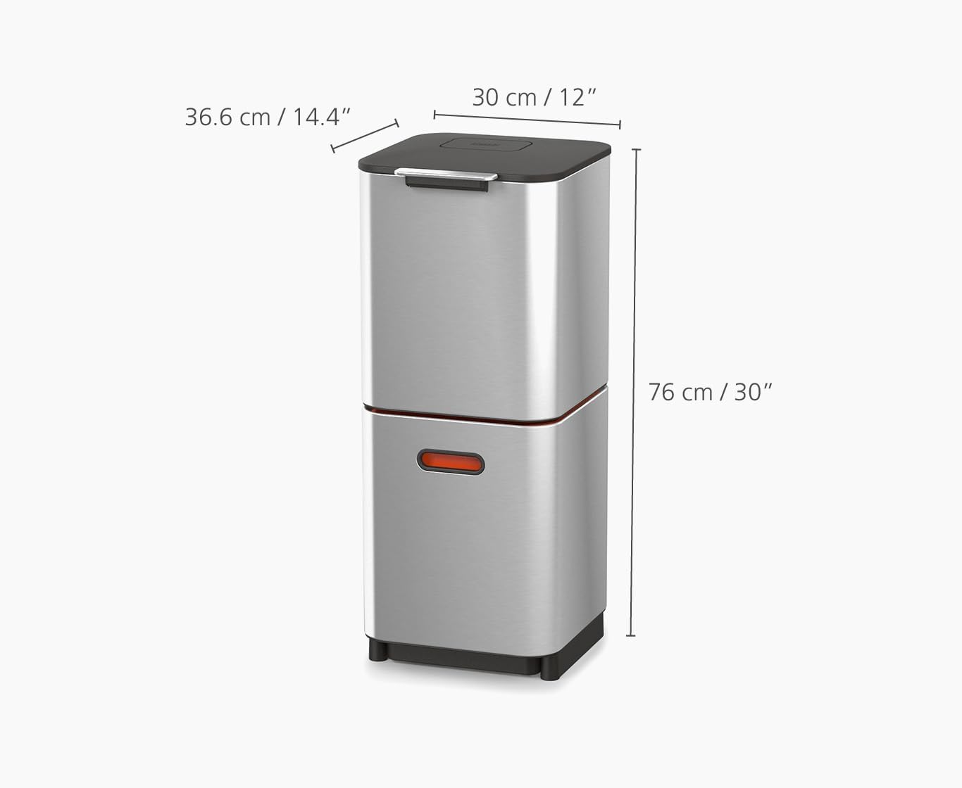 IntelligentWaste Totem Compact 40 Mülltrennsystem mit Biomüllfach, Edelstahl 40L