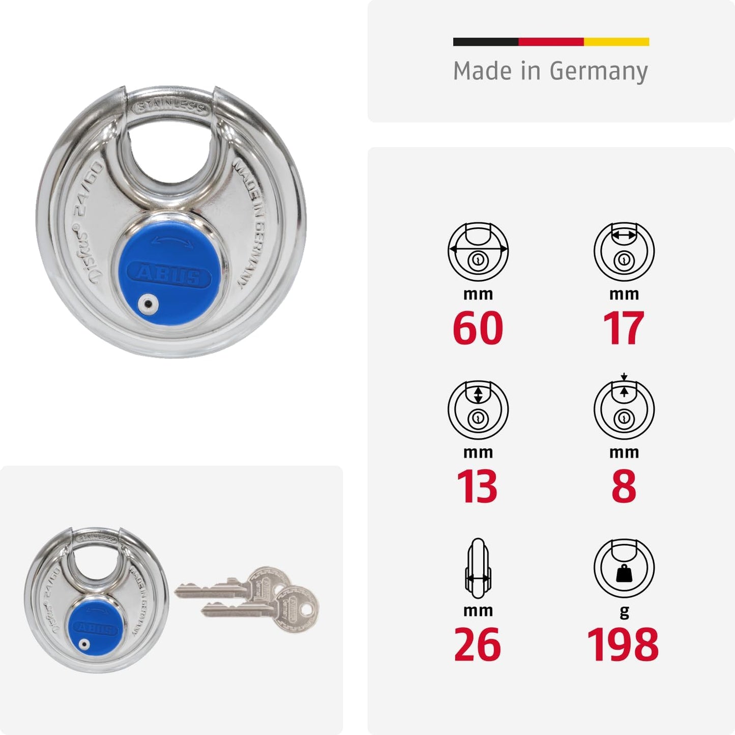 Diskus Vorhängeschloss 24IB/60 mit 360° Rundumschutz, 60mm