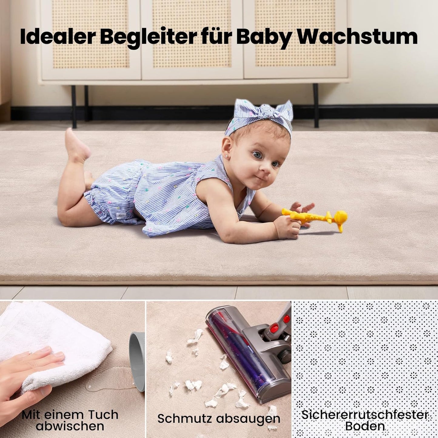 Krabbelmatte, Beige 150cmx200cm