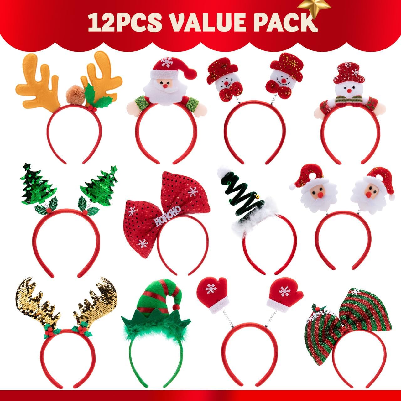 12er-Set Weihnachts-Stirnbänder, SPEZIAL