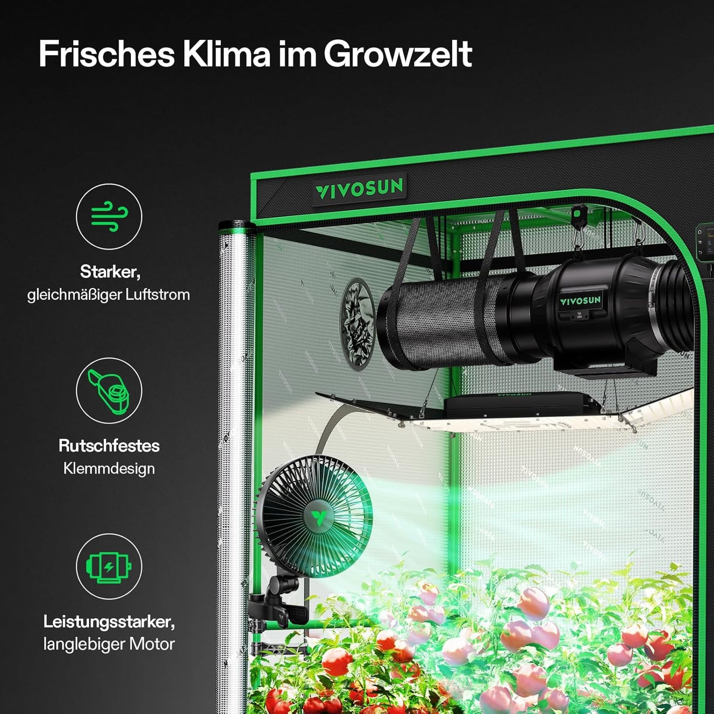 2er-Set Oszillierender Umluftventilator mit Clip, 2 Pack