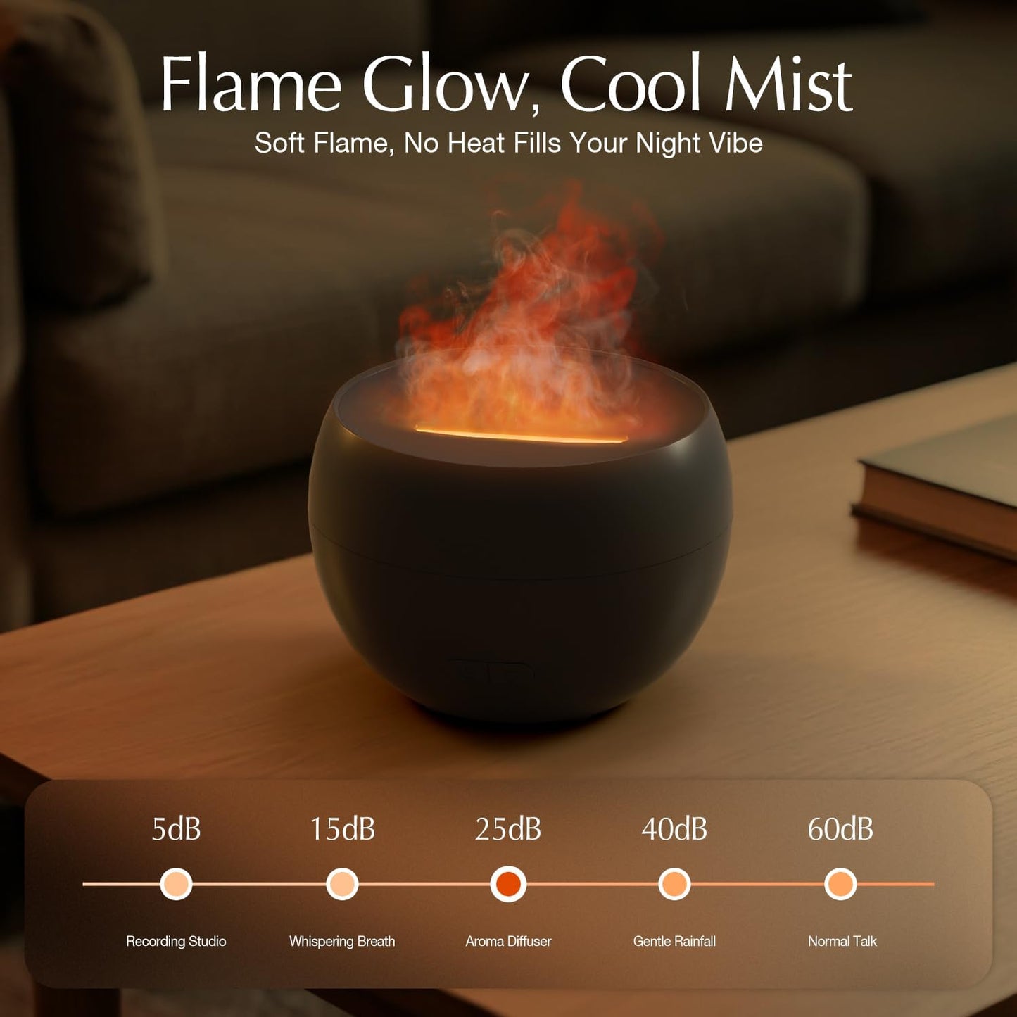 Aroma Diffuser mit Flammeneffekt, Schwarz