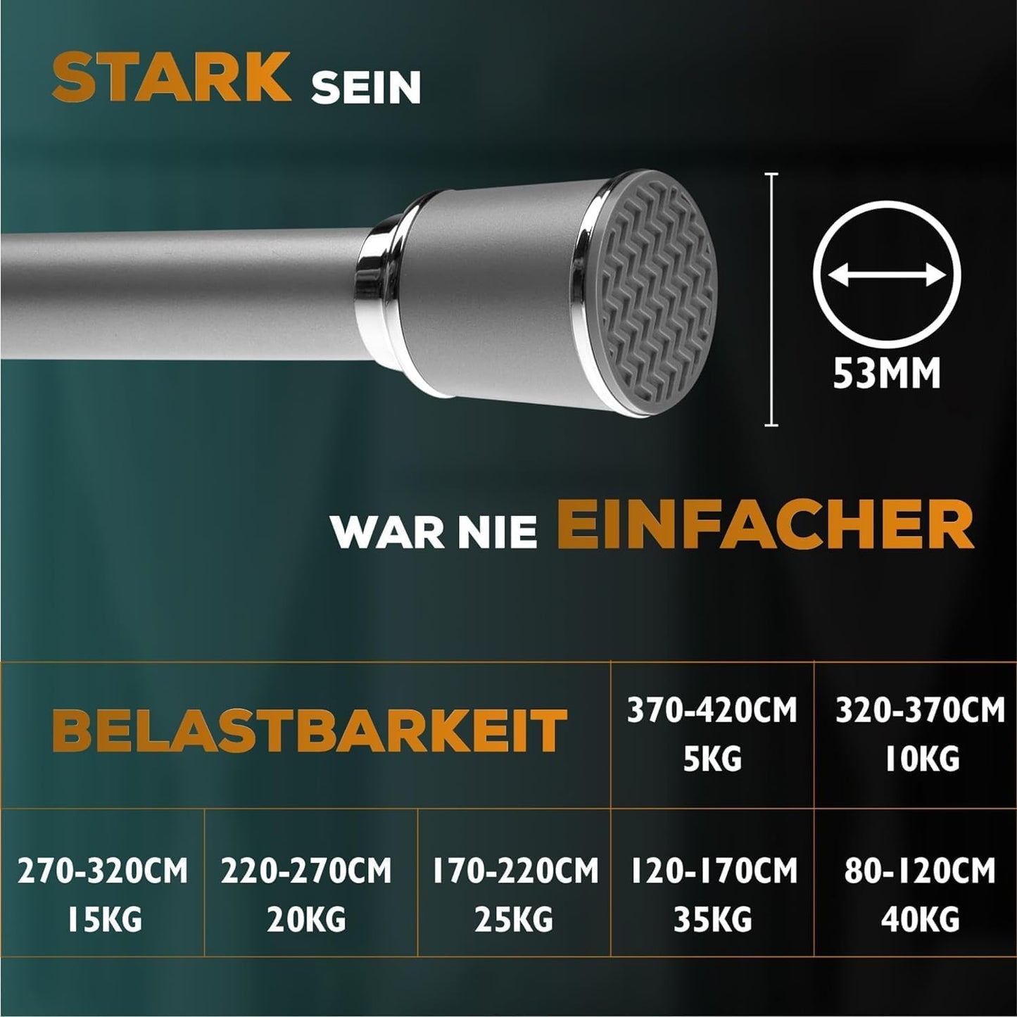 Teleskop-Duschstange, 370-420 cm Grau