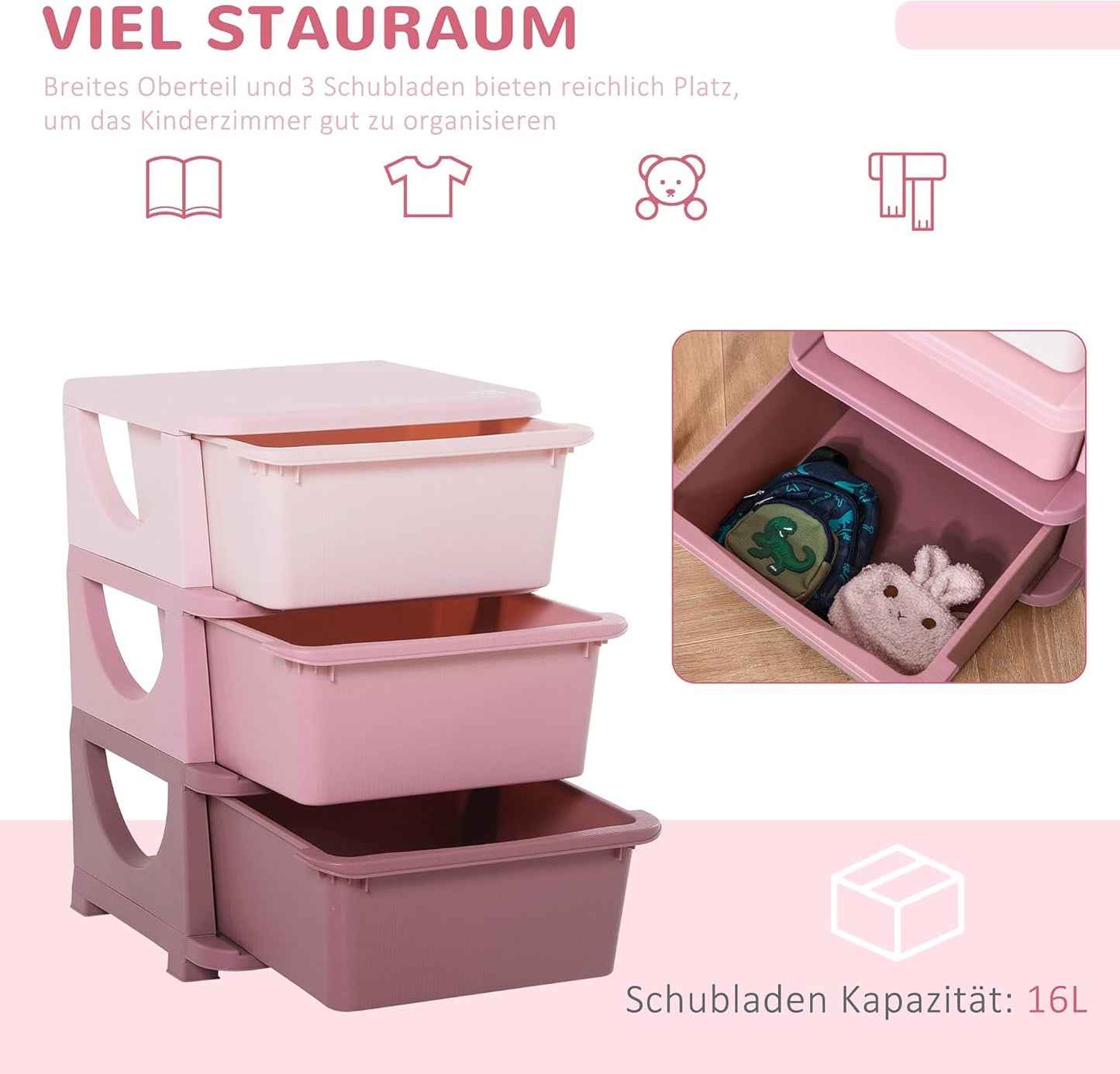 Aufbewahrungsboxen, 37 x 37 x 56,5 cm Rosa